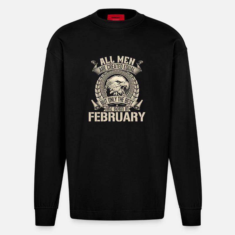 February Eagle Unity Statement - Heavyweight Oversized Organic Longsleeve Shirt Made in EU - SOLID BLACK