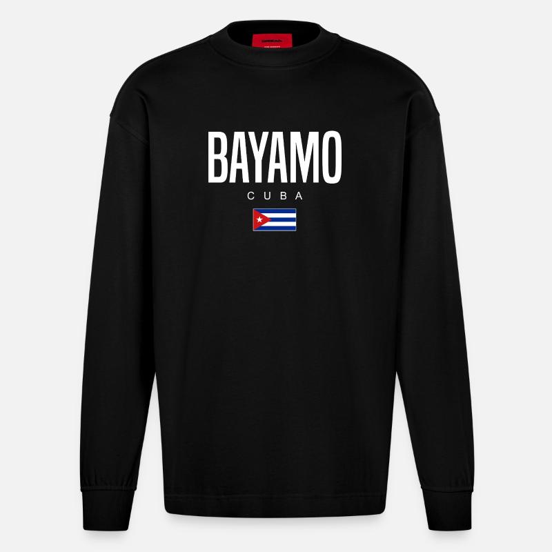 Bayamo Cuba Cubains - Manches longues bio épais oversize fabriqué en UE - SOLID BLACK