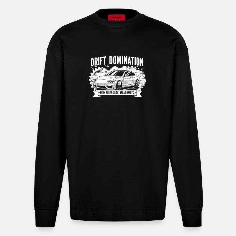 Drift Domination - Heavyweight Oversized Organic Langarmshirt Made in EU - SOLID BLACK