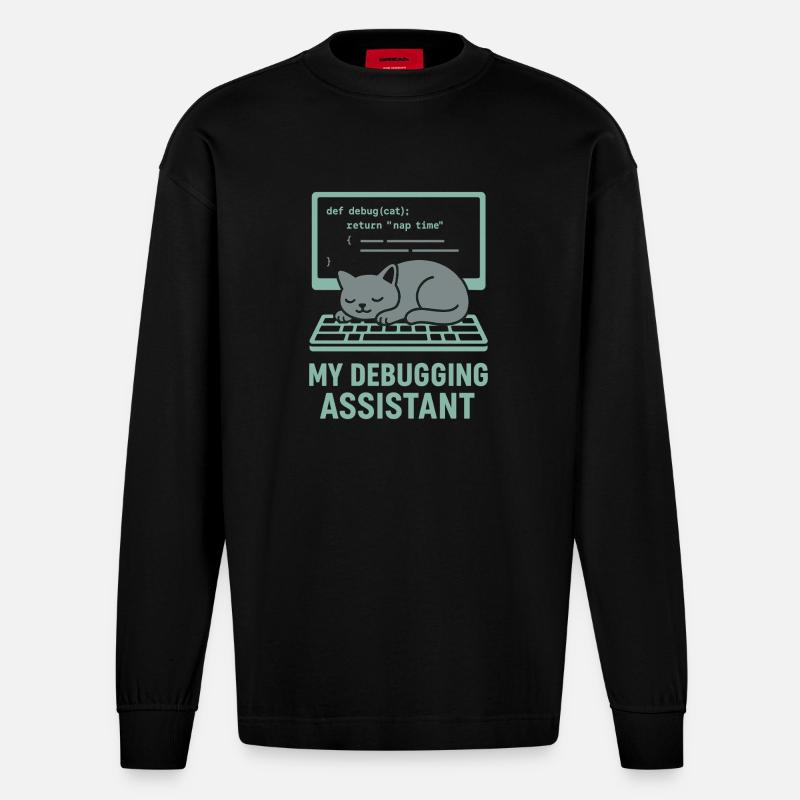 Mein Debugging Assistent Katze - Heavyweight Oversized Organic Langarmshirt Made in EU - SOLID BLACK