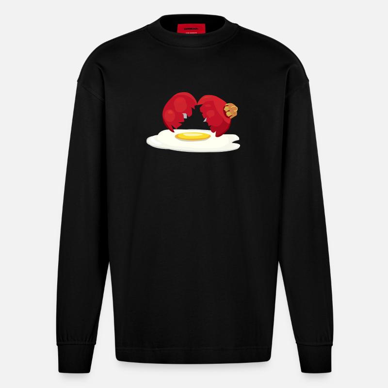 Weihnachtskugel zerbrochenes Ei - Heavyweight Oversized Organic Langarmshirt Made in EU - SOLID BLACK