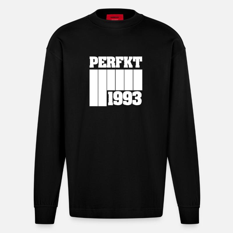 Zeitloses 1993 Retro Design - Heavyweight Oversized Organic Langarmshirt Made in EU - SOLID BLACK