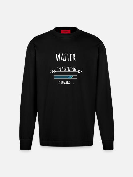 Waiter Geschenk Beruf Ausbildung Kellner - Heavyweight Oversized Organic Langarmshirt Made in EU - SOLID BLACK