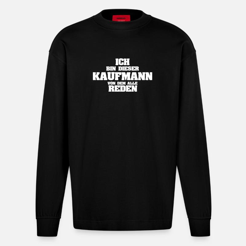 Kaufmann als Beruf - Heavyweight Oversized Organic Langarmshirt Made in EU - SOLID BLACK