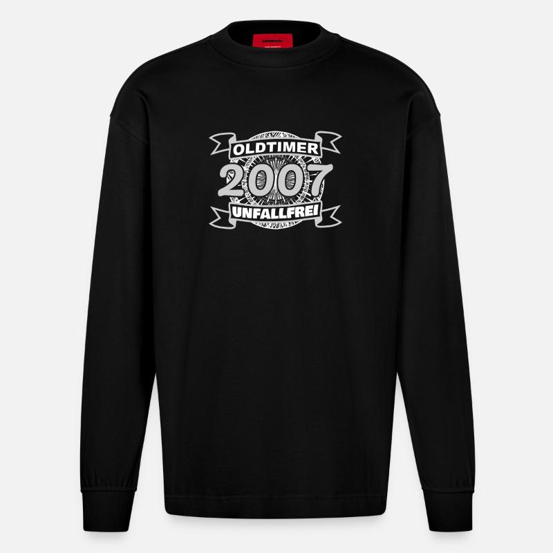 Oldtimer 2007 - Heavyweight Oversized Organic Langarmshirt Made in EU - SOLID BLACK