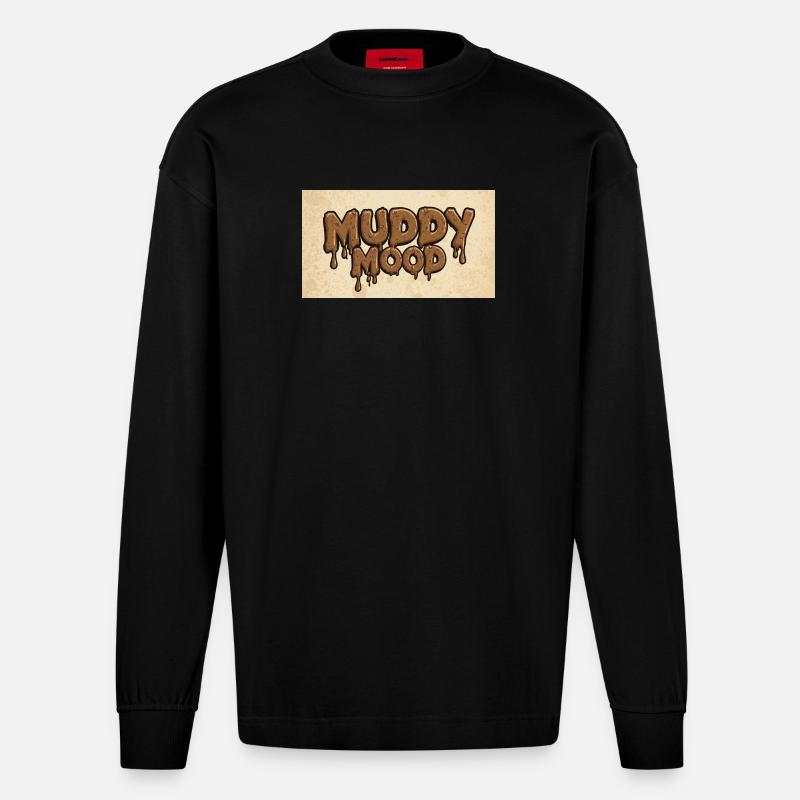 Conception de lettrage d’ambiance boueuse - Manches longues bio épais oversize fabriqué en UE - SOLID BLACK