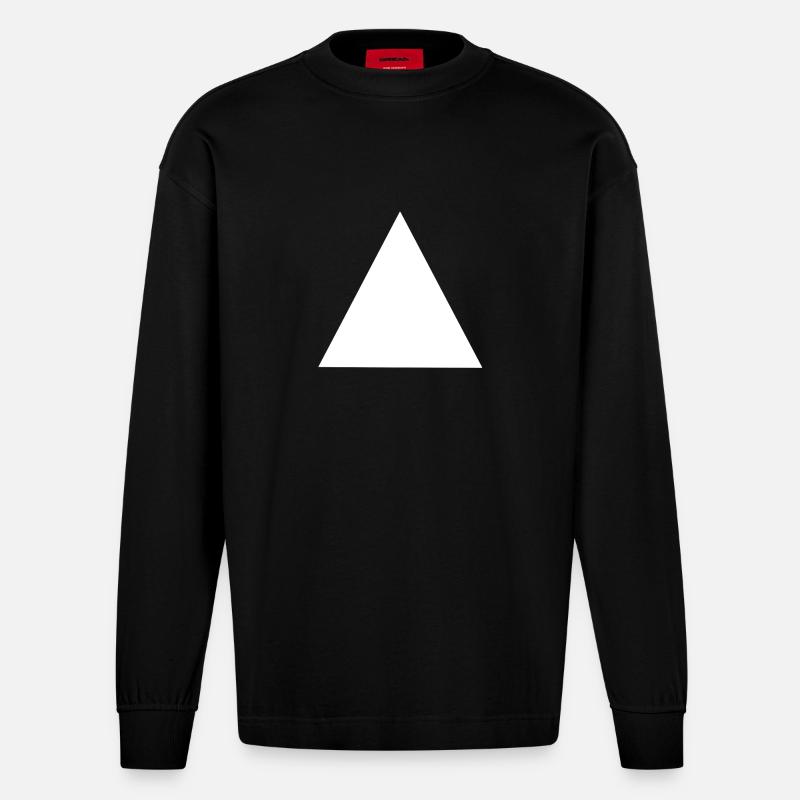 Abstract Geometric Triangle Composition - Heavyweight Oversized Organic Longsleeve Shirt Made in EU - SOLID BLACK