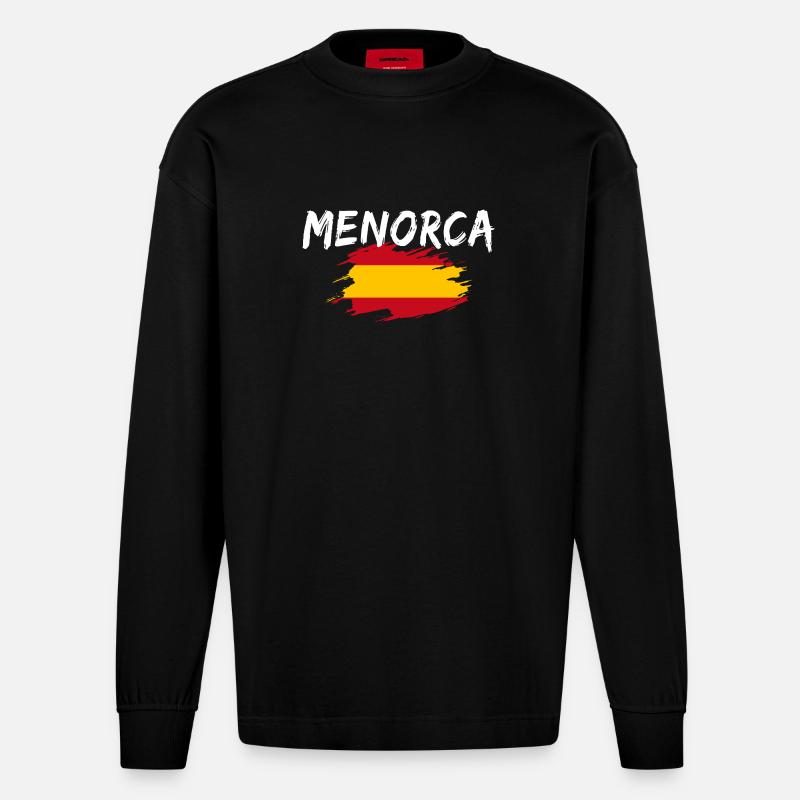 Menorca Spanien - Heavyweight Oversized Organic Langarmshirt Made in EU - SOLID BLACK