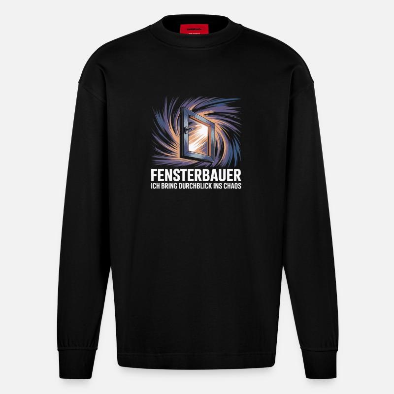 Fensterbauer - Heavyweight Oversized Organic Langarmshirt Made in EU - SOLID BLACK