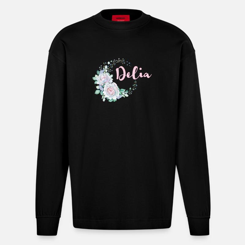Für Delia - Heavyweight Oversized Organic Langarmshirt Made in EU - SOLID BLACK