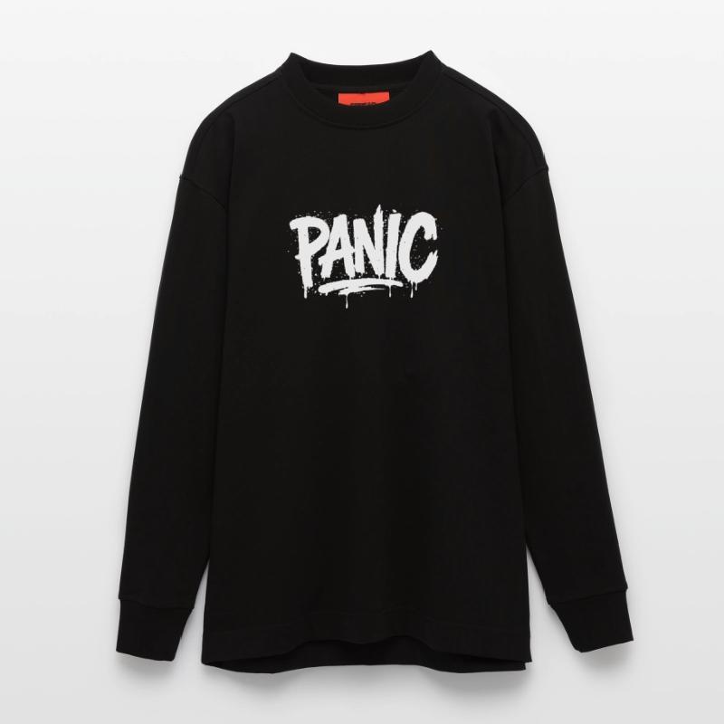 PANIC Expressive Grau-Ästhetik mit Risiko-Bothrin Heavyweight Oversized Organic Langarmshirt Made in EU