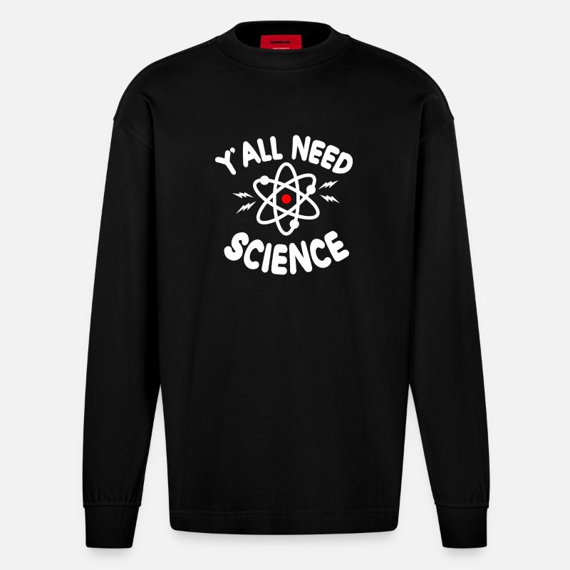 Science pour tous Tee Atom - Manches longues bio épais oversize fabriqué en UE - SOLID BLACK