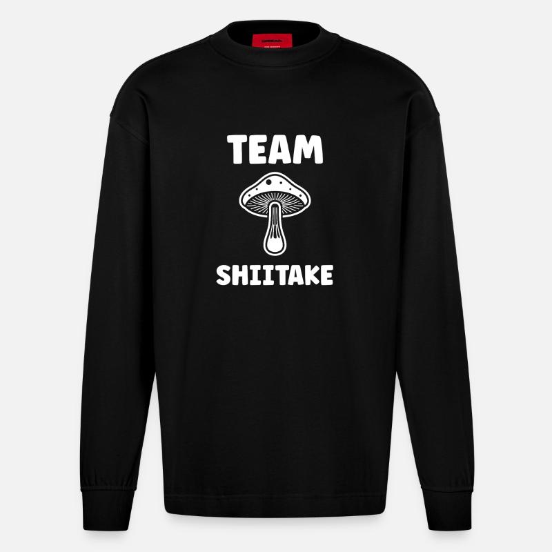 Team Shiitake Pilz - Heavyweight Oversized Organic Langarmshirt Made in EU - SOLID BLACK