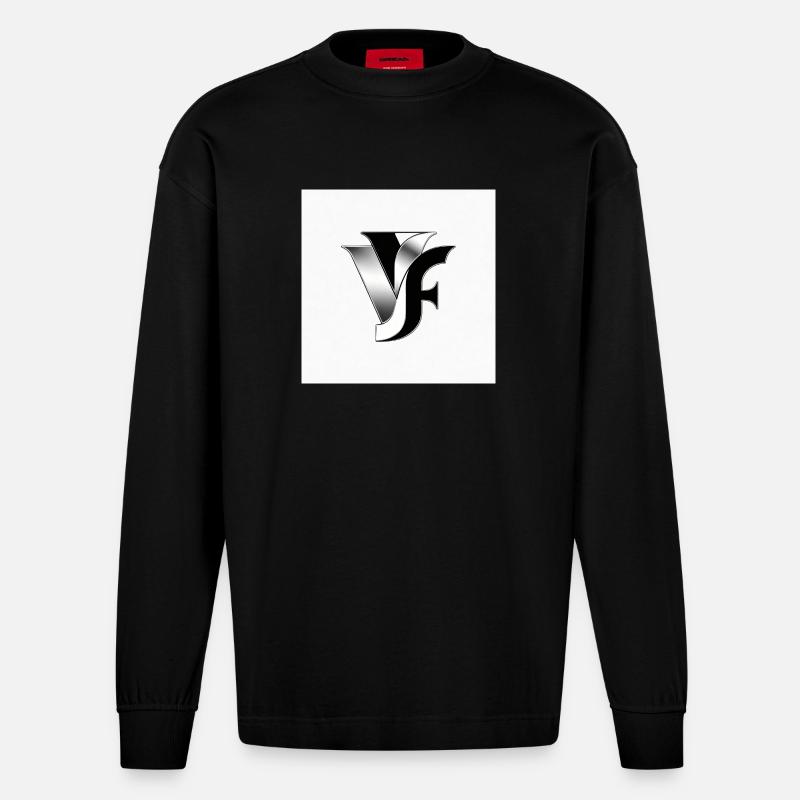 VF Monogramm Metallisch - Heavyweight Oversized Organic Langarmshirt Made in EU - SOLID BLACK