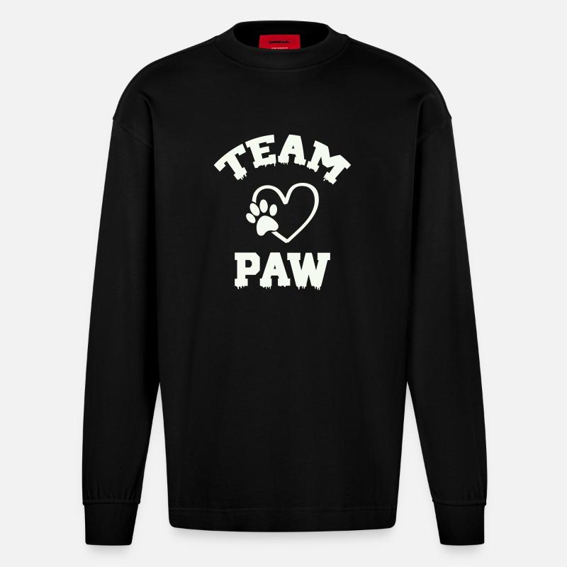 Team Paw Pfote - Heavyweight Oversized Organic Langarmshirt Made in EU - SOLID BLACK