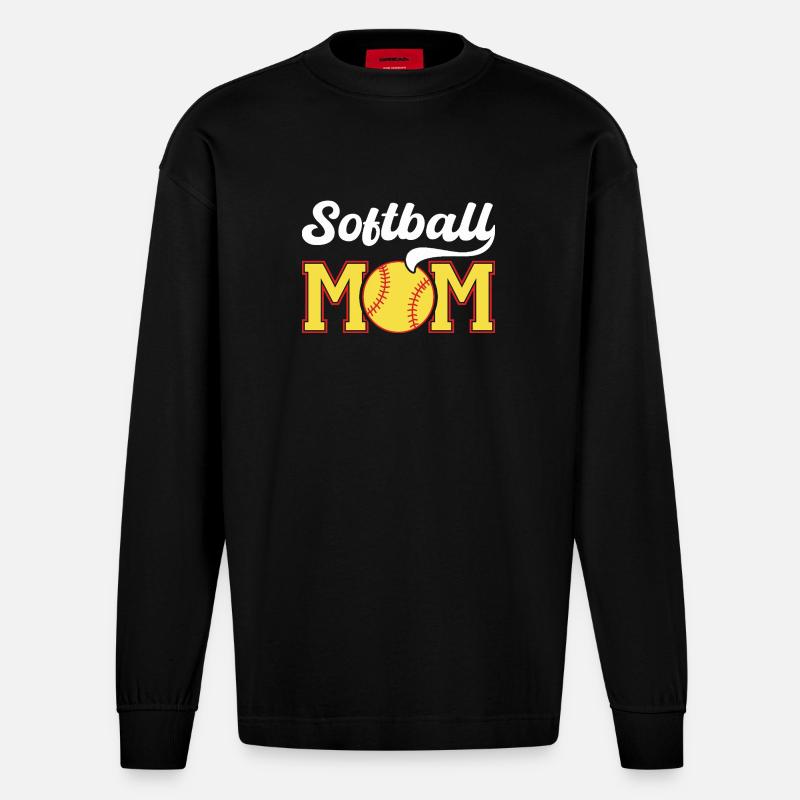 Softball Mama Pride Grafik - Heavyweight Oversized Organic Langarmshirt Made in EU - SOLID BLACK