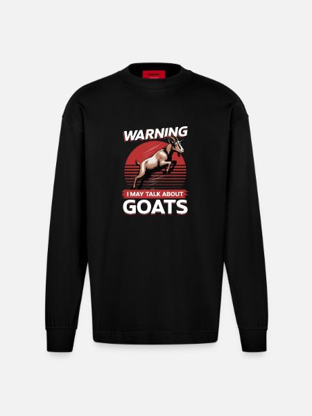 Drôle d’animal de la ferme chèvre - Manches longues bio épais oversize fabriqué en UE - SOLID BLACK
