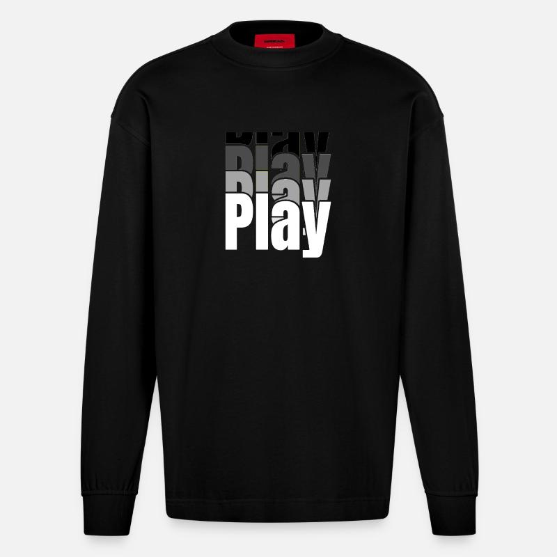 Overlapping Play Typography - Heavyweight Oversized Organic Longsleeve Shirt Made in EU - SOLID BLACK