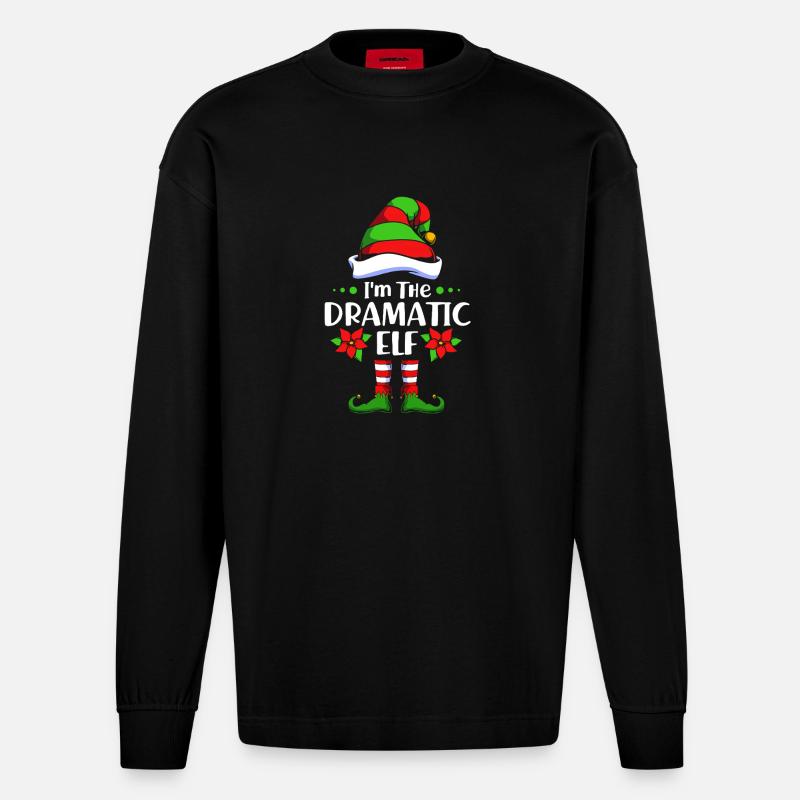 Elfe Elf Weihnachtsgeschenk Dramaqueen Drama - Heavyweight Oversized Organic Langarmshirt Made in EU - SOLID BLACK