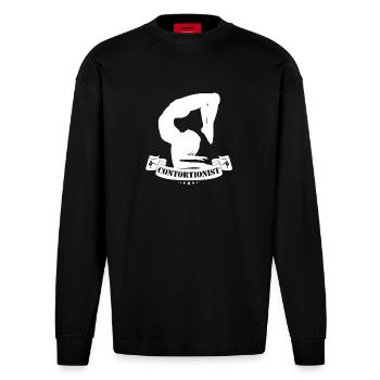 Quote for a contortionist - Heavyweight Oversized Organic Longsleeve Shirt Made in EU - SOLID BLACK - Front
