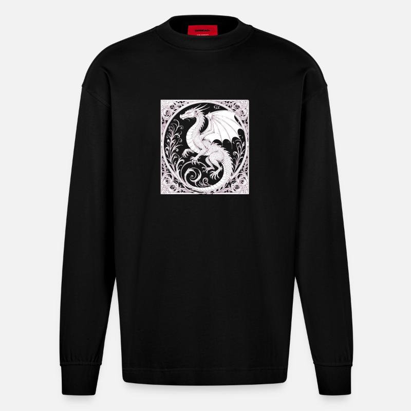 La magie de Dachen - Manches longues bio épais oversize fabriqué en UE - SOLID BLACK