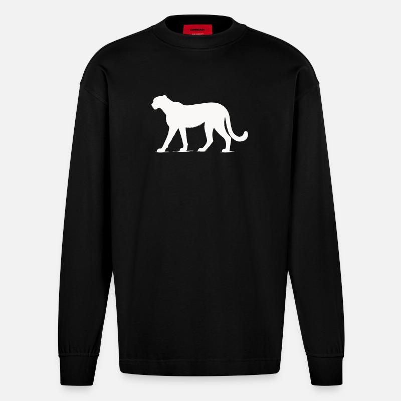 Gepard Tier  - Heavyweight Oversized Organic Langarmshirt Made in EU - SOLID BLACK