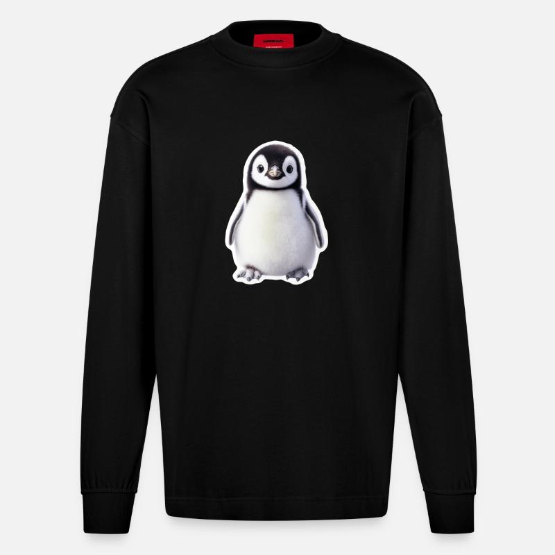 Pinguin - Heavyweight Oversized Organic Langarmshirt Made in EU - SOLID BLACK