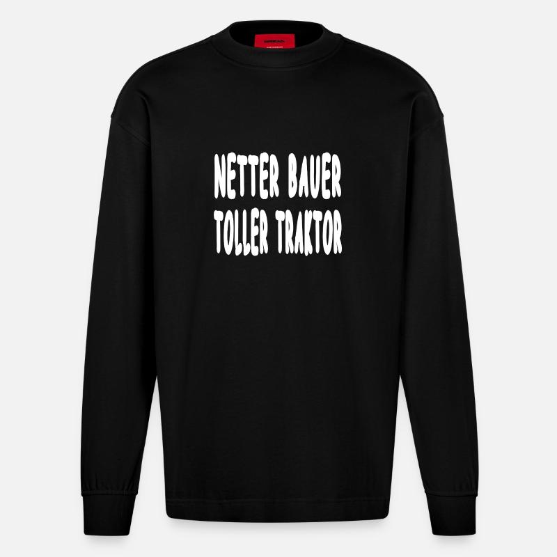Traktor - Heavyweight Oversized Organic Langarmshirt Made in EU - SOLID BLACK