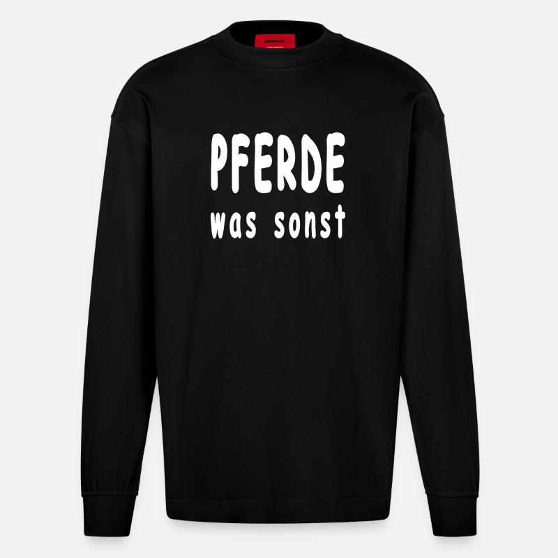 Pferde - Heavyweight Oversized Organic Langarmshirt Made in EU - SOLID BLACK