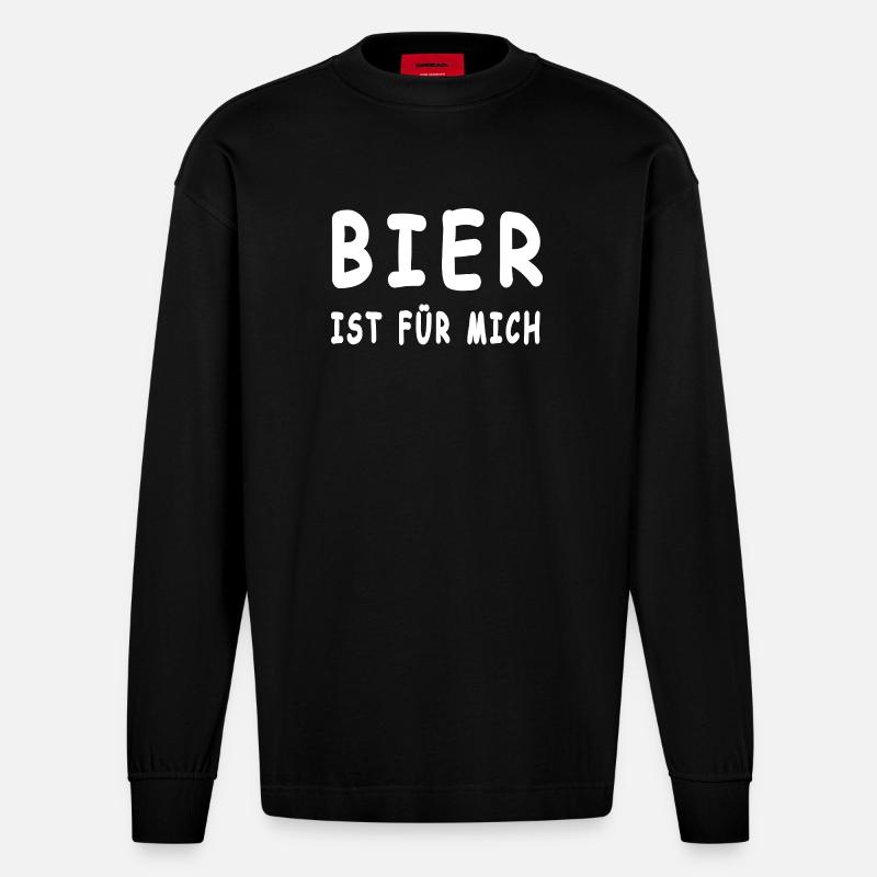 Bier - Heavyweight Oversized Organic Langarmshirt Made in EU - SOLID BLACK