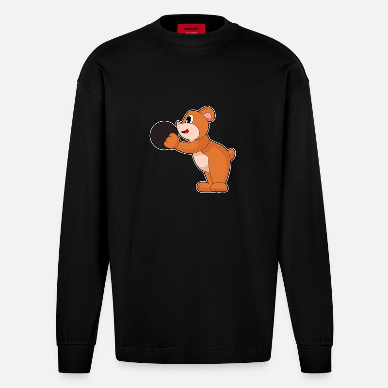 Bear Bowling Boule de bowling - Manches longues bio épais oversize fabriqué en UE - SOLID BLACK