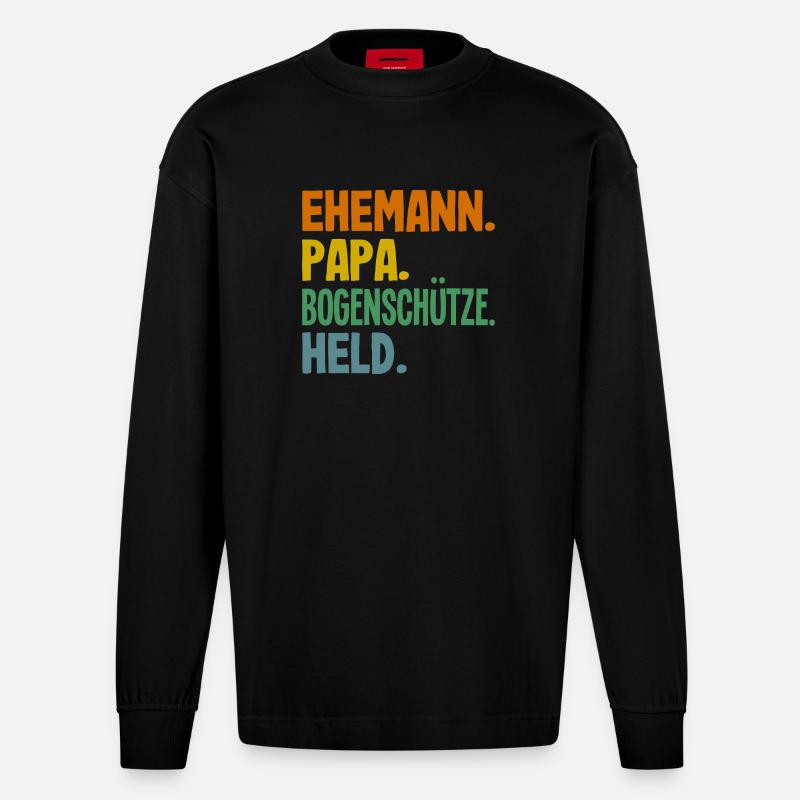 Bogenschießen Bogenschütze Geschenk - Heavyweight Oversized Organic Langarmshirt Made in EU - SOLID BLACK