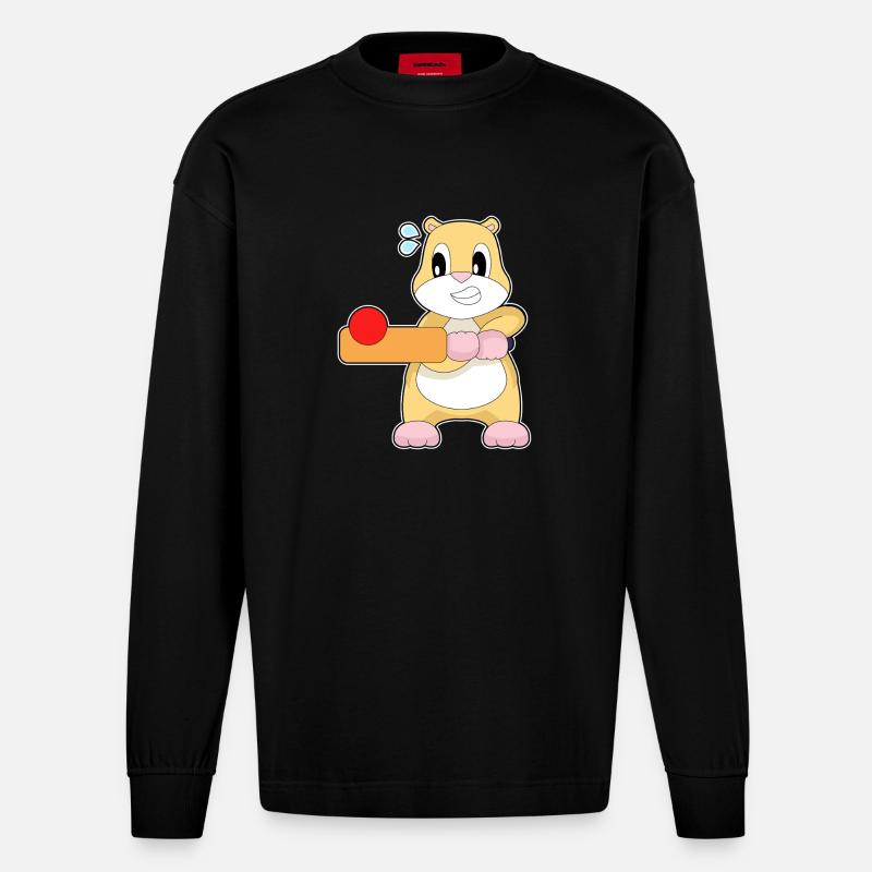 Hamster Cricket Batte de cricket - Manches longues bio épais oversize fabriqué en UE - SOLID BLACK