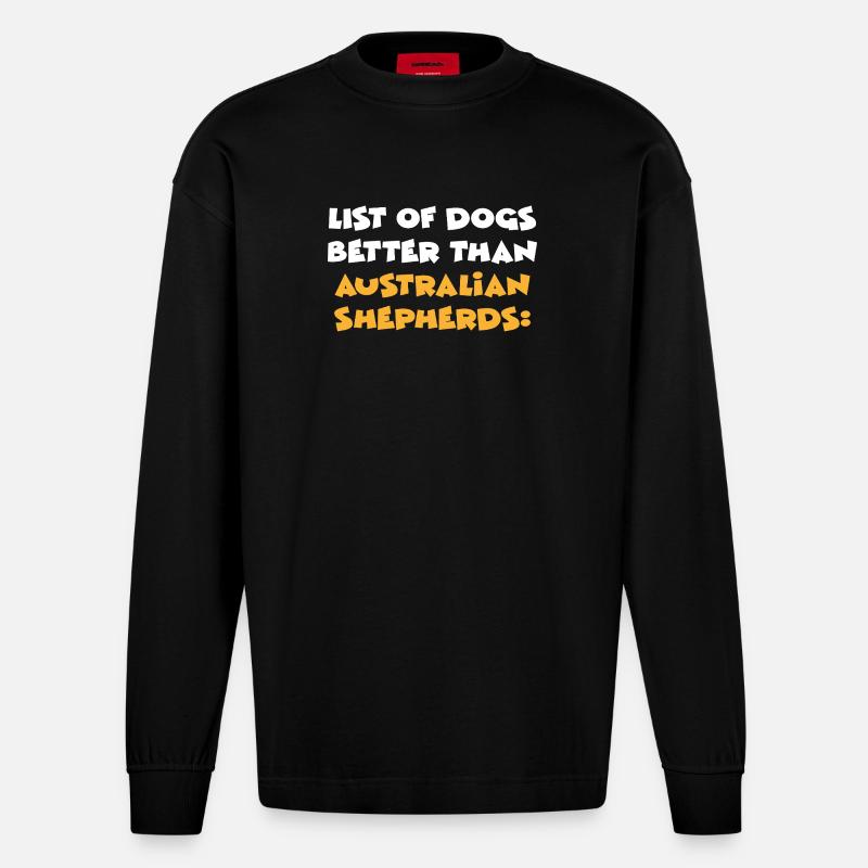 Australian Shepherd - Heavyweight Oversized Organic Langarmshirt Made in EU - SOLID BLACK