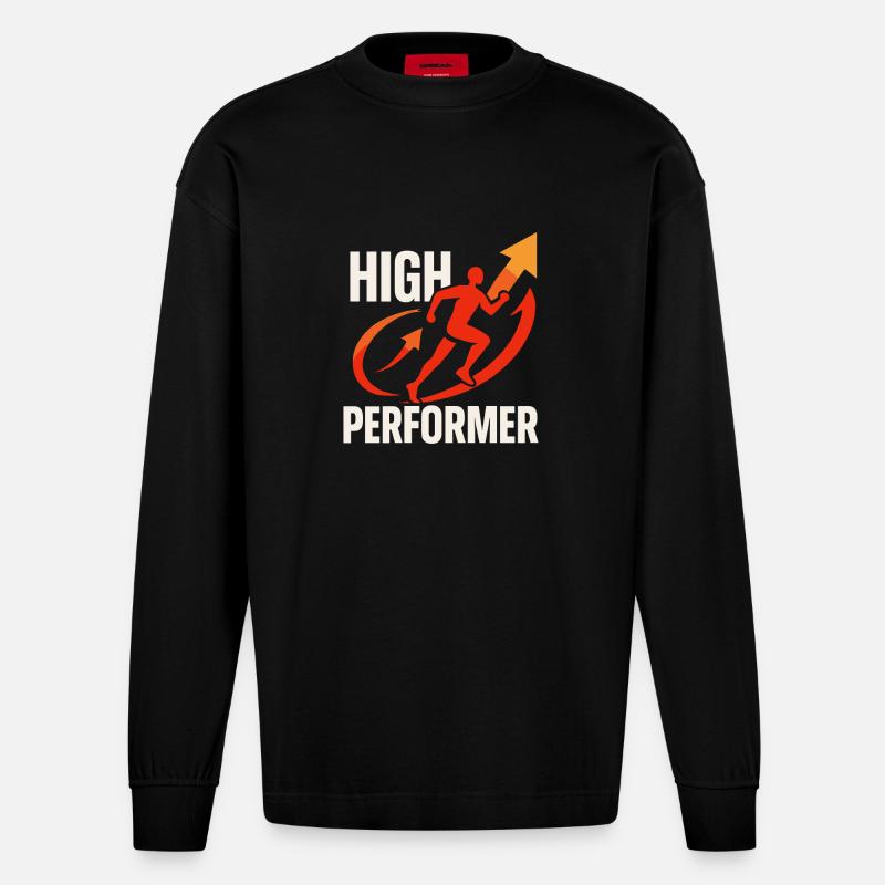Conception de sprint haute performance - Manches longues bio épais oversize fabriqué en UE - SOLID BLACK