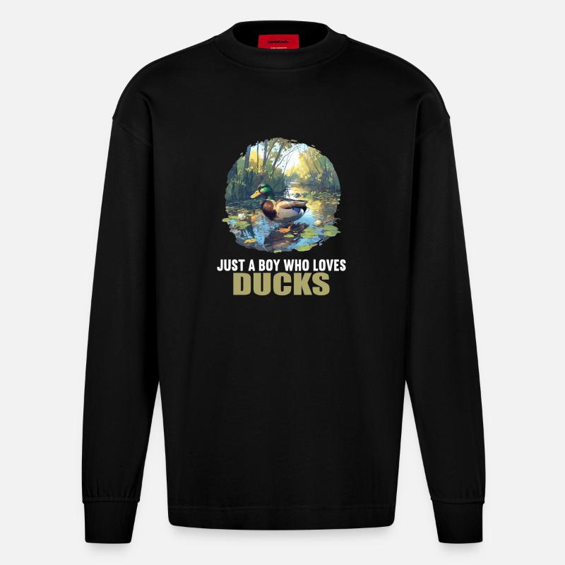Ducks Duck - Heavyweight Oversized Organic Longsleeve Shirt Made in EU - SOLID BLACK