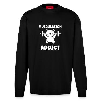 Musculation Addict - Manches longues bio épais oversize fabriqué en UE - SOLID BLACK - Devant