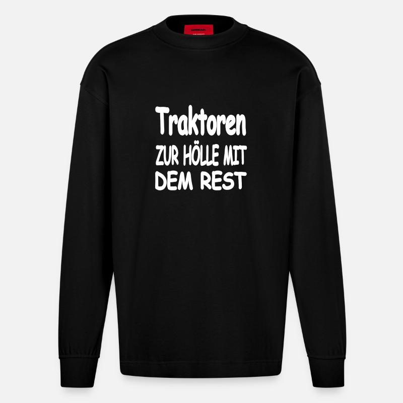Traktor - Heavyweight Oversized Organic Langarmshirt Made in EU - SOLID BLACK