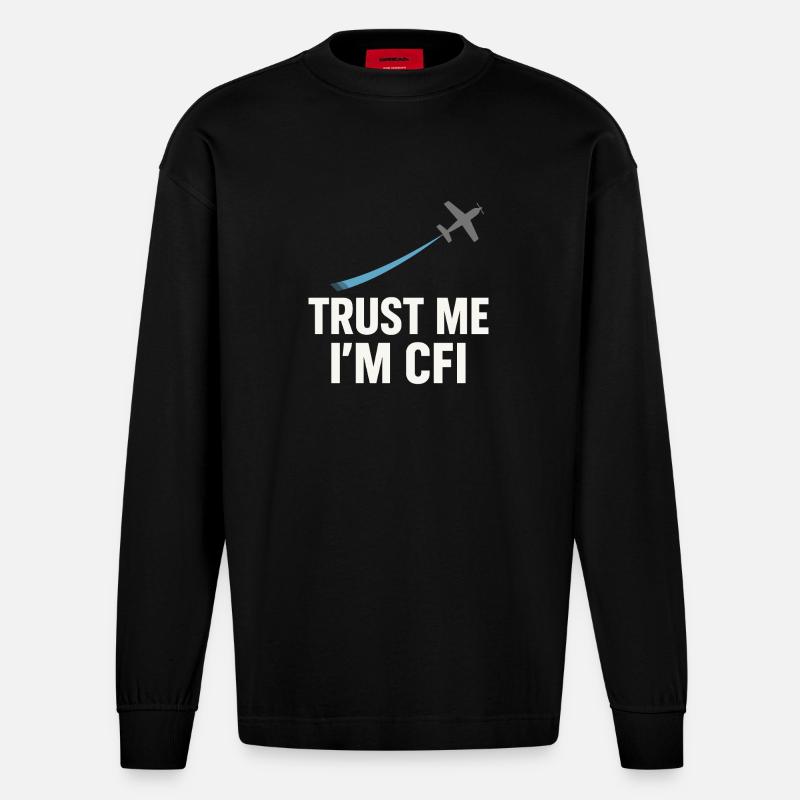 Fluglehrer Cfi Pilot Luftfahrtlehrer - Heavyweight Oversized Organic Langarmshirt Made in EU - SOLID BLACK