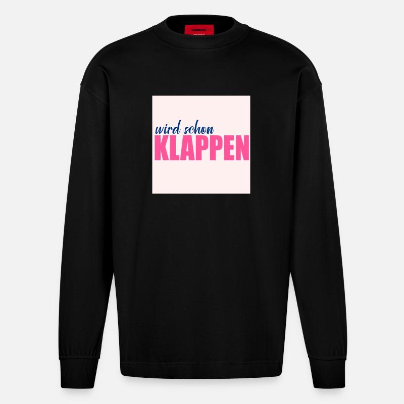 Will work out Optimism - Heavyweight Oversized Organic Longsleeve Shirt Made in EU - SOLID BLACK