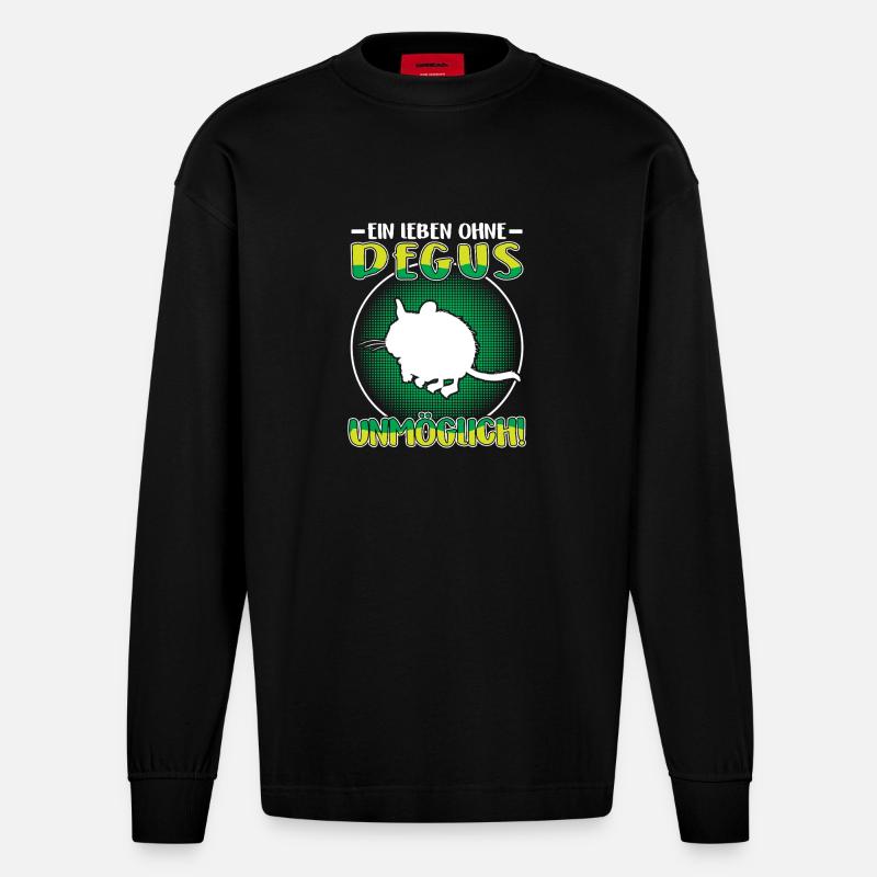 La vie sans octodon Octodonnon commun - Manches longues bio épais oversize fabriqué en UE - SOLID BLACK