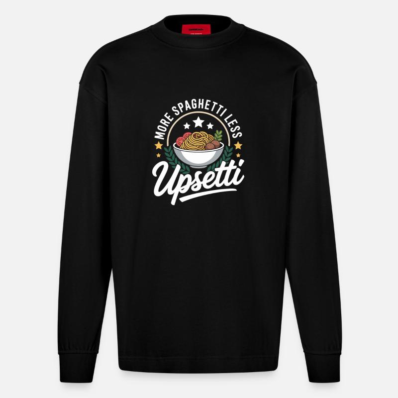 Plus de spaghettis, moins d’upsetti - Manches longues bio épais oversize fabriqué en UE - SOLID BLACK