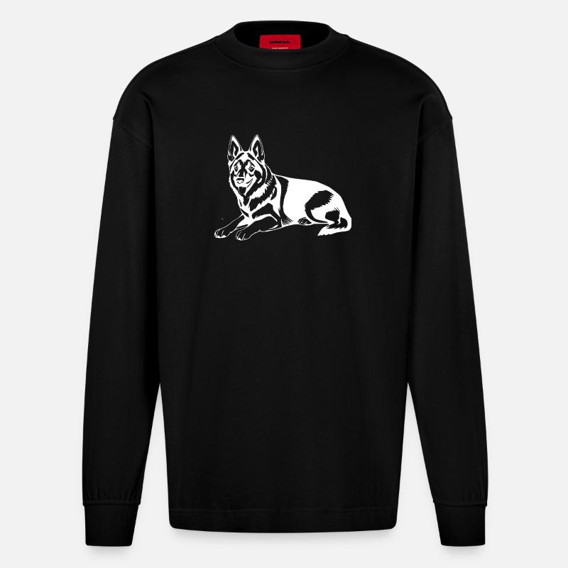 Schäferhund - Heavyweight Oversized Organic Langarmshirt Made in EU - SOLID BLACK