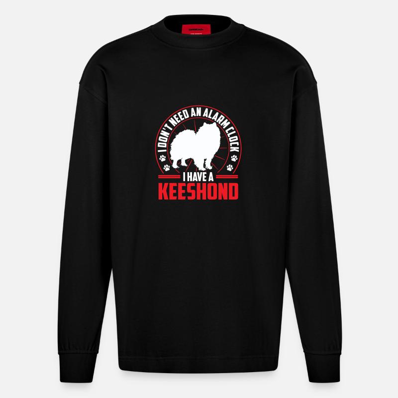 Wolfspitz is alarm German Wolfspitz - Heavyweight Oversized Organic Longsleeve Shirt Made in EU - SOLID BLACK