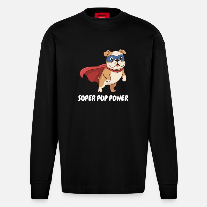 Superhelden Hund Cape - Heavyweight Oversized Organic Langarmshirt Made in EU - SOLID BLACK