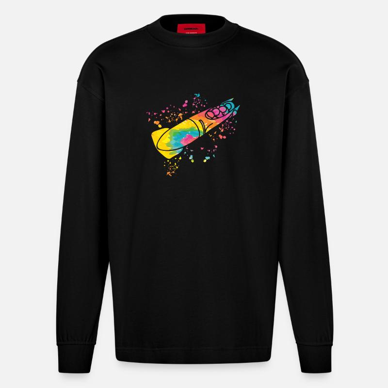 Bobsleigh Bobsleigh Bobsleigh à quatre - Manches longues bio épais oversize fabriqué en UE - SOLID BLACK
