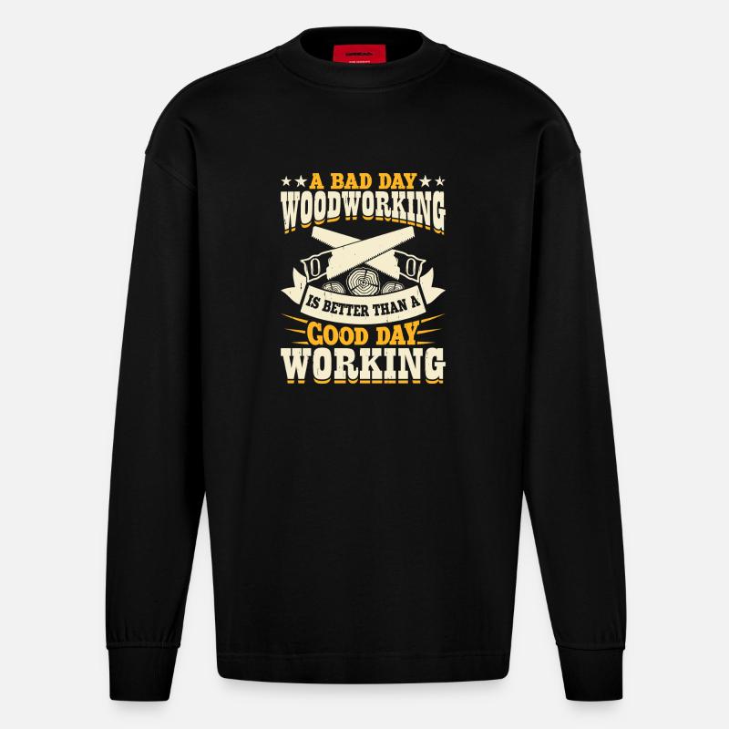 Baumpfleger Holzarbeiter Waldarbeiter Geschenk - Heavyweight Oversized Organic Langarmshirt Made in EU - SOLID BLACK