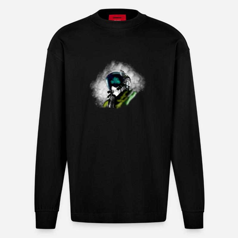 Jet Pilot - Heavyweight Oversized Organic Langarmshirt Made in EU - SOLID BLACK