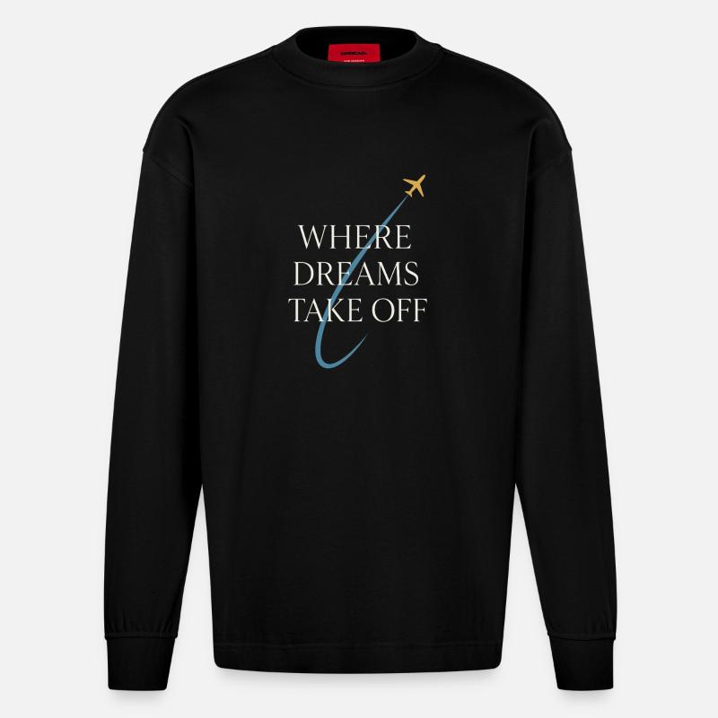 Fluglehrer Cfi Pilot Luftfahrtlehrer - Heavyweight Oversized Organic Langarmshirt Made in EU - SOLID BLACK