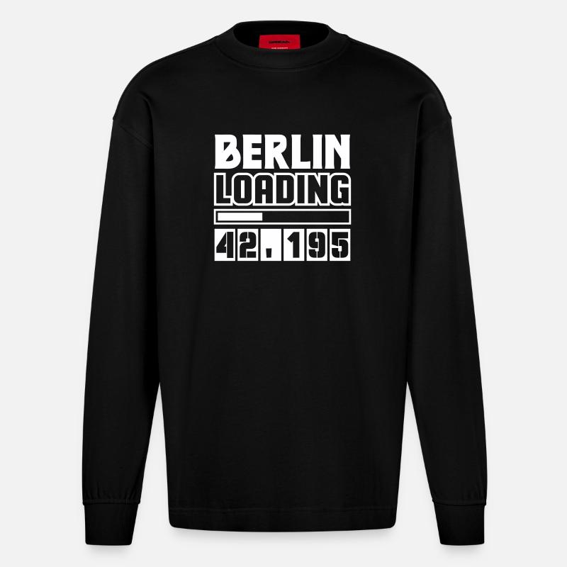 Berlin Loading 42.195 - Heavyweight Oversized Organic Langarmshirt Made in EU - SOLID BLACK